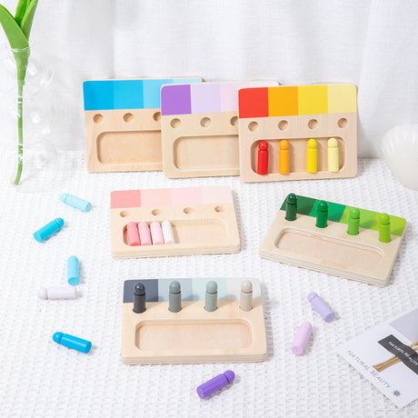 Colorful sensory integration wooden insert board, hands-on and brainpower color discrimination teaching aids, children's wooden toys - V.I.P Digital Presence