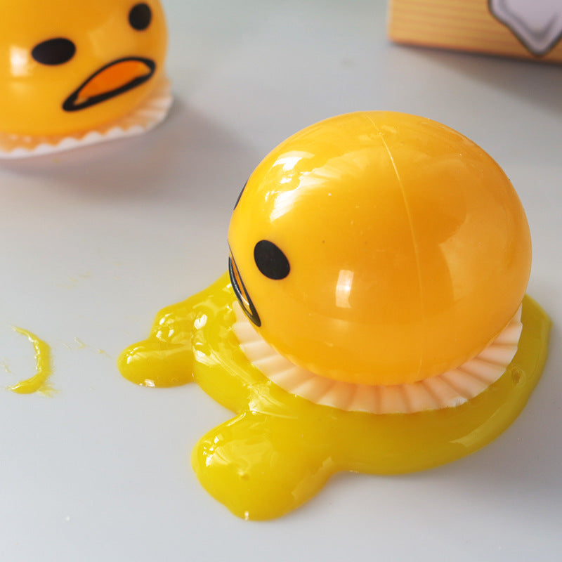 Yema de huevo para vomitar, huevo perezoso, yema de huevo, hermano, pellizco, yema de leche musical, pelota de huevo para vomitar, juguete para aliviar el estrés.