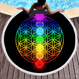 3d Bohemian Tai Chi Animal Digital Print Round Ribbon Beach Towel Swimming Yoga Picnic Mat Bikini Covered Napkin