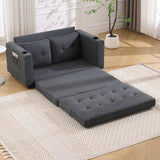 Three in one soft cushion cushion cushion sofa, folding mattress sofa bed, with side pockets and cup holder, dark gray - V.I.P Digital Presence