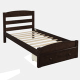 Platform Twin Bed Frame with Storage Drawer and Wood Slat Support No Box Spring Needed Espresso - V.I.P Digital Presence