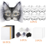 6 Sets Therian Mask Kit. Half-face paper blank masks, hand-painted cat. For DIY, masquerade, cosplay, Christmas gifts. Create un - V.I.P Digital Presence