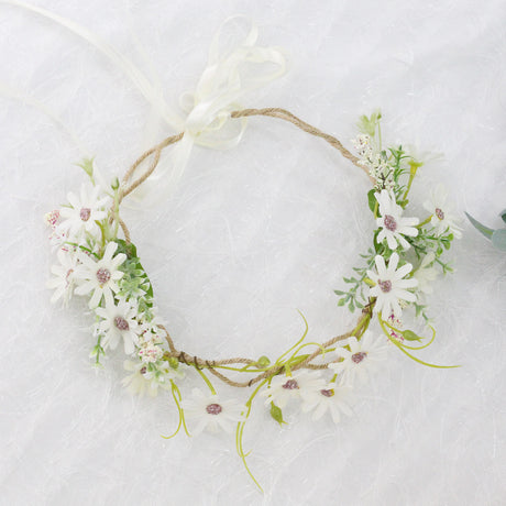 Fresh flower garland headwear hand woven fabric small daisy flower spring fairy outdoor hair accessory - V.I.P Digital Presence