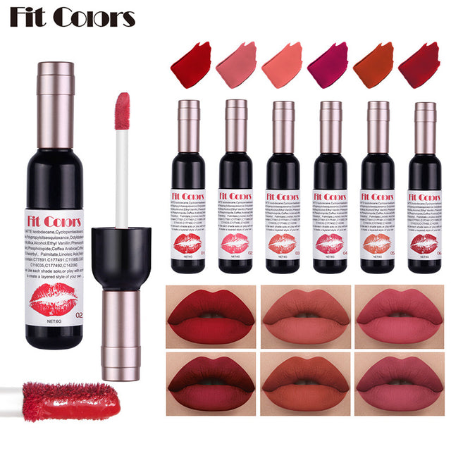 Fit Colors Red Wine Bottle Non-Stick Cup Matte Lip Gloss Matte Velvet Is Not Easy To Fade Lip Gloss Liquid Lipstick - V.I.P Digital Presence