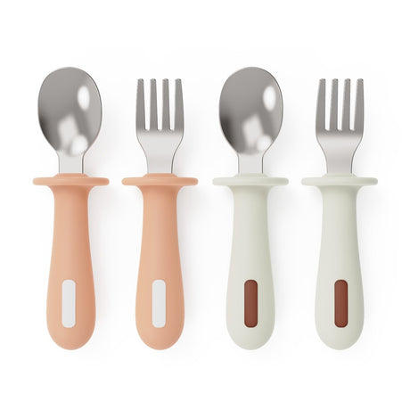 Adjustable color PPSU silicone fork and spoon set, children's stainless steel spoon and fork, baby training supplementary food tableware set of 2 pieces - V.I.P Digital Presence
