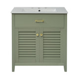 30-Inch Bathroom Vanity with Ceramic Sink Combination, Ample Storage - Features 1 Pullout and Multifunctional Shelf Dividers - V.I.P Digital Presence