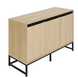 Engraved 3-door side panel with LED, self-service cabinet storage cabinet, modern coffee bar cabinet with adjustable shelf - V.I.P Digital Presence