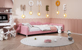 Twin size Upholstered Daybed, Sherpa Fabric Sofabed with Cloud-Shaped Backrest, No Box-spring Needed, Pink - V.I.P Digital Presence