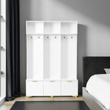 Large storage hall tree with bench, multifunctional storage platform, luxury clothes hanger equipped with 6 gold hooks - V.I.P Digital Presence