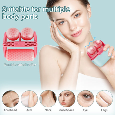 2 in 1 double head plastic ice roller ice roller facial ice skin instrument facial beauty cold compress massager - V.I.P Digital Presence