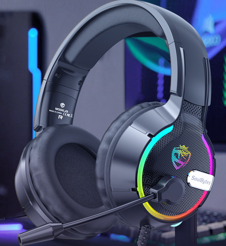 Head mounted gaming headset Soulbytes S19 wired RGB computer headset anchor gaming headset - V.I.P Digital Presence