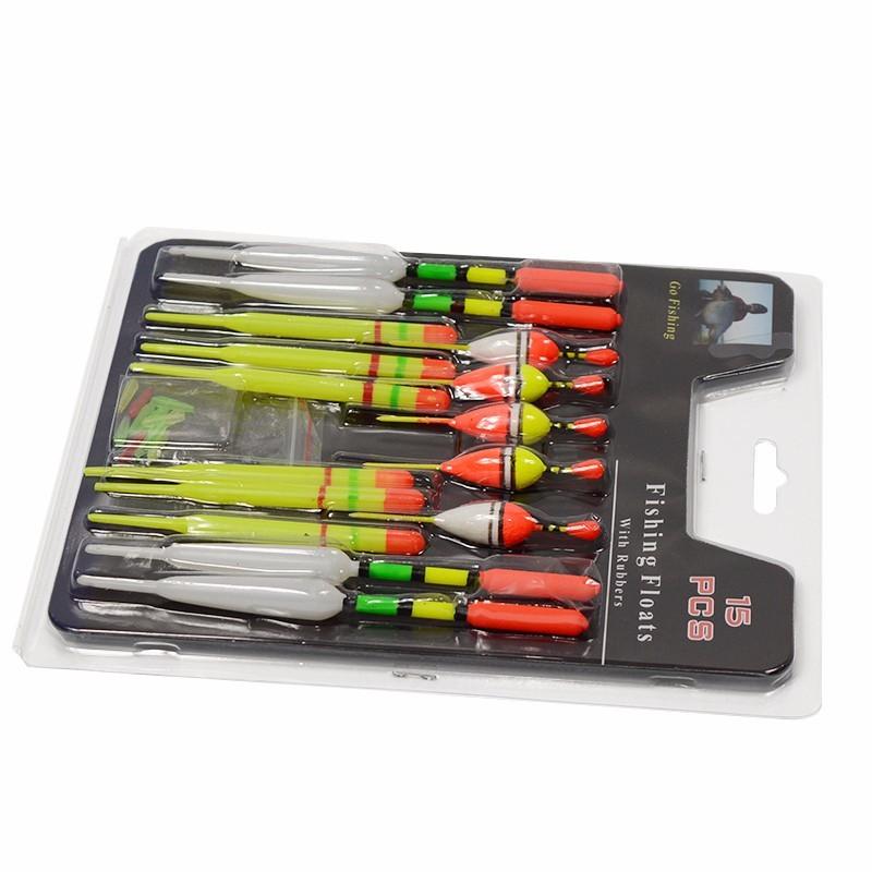 LEO  15pcs/set Plastic Fishing Float Tube Buoy  Bobber with Rubber Connector Tackle Accessories - V.I.P Digital Presence