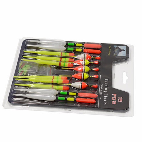 LEO  15pcs/set Plastic Fishing Float Tube Buoy  Bobber with Rubber Connector Tackle Accessories - V.I.P Digital Presence