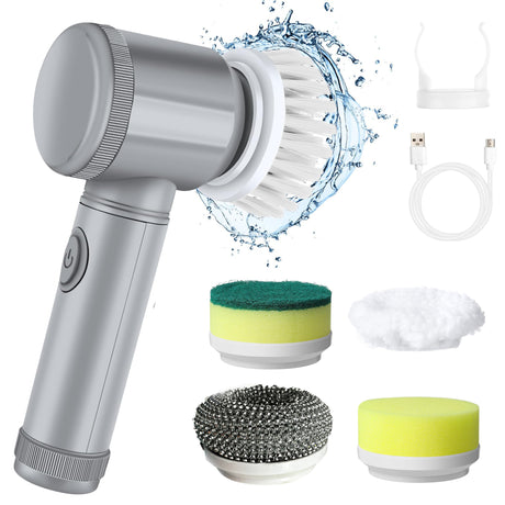 New Electric Spin Scrubber,Bathroom Cleaning Brush Power Scrubber with 5 Replaceable Brush Heads, 5 in 1 Electric Cleaning Brush - V.I.P Digital Presence