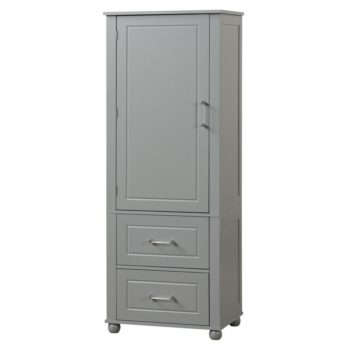 Tall Bathroom Storage Cabinet, Freestanding Storage Cabinet with Two Drawers and Adjustable Shelf, MDF Board , Grey - V.I.P Digital Presence