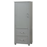 Tall Bathroom Storage Cabinet, Freestanding Storage Cabinet with Two Drawers and Adjustable Shelf, MDF Board , Grey - V.I.P Digital Presence