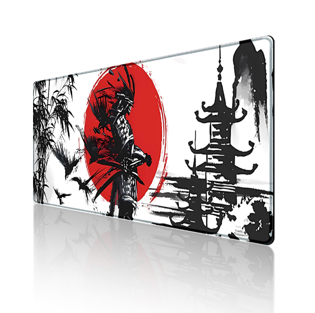 Alfombrilla de ratón Samurai Warrior para gamers, accesorios para ordenador, teclado, mesa, alfombrilla de ratón negra, empresa, accesorio de escritorio para portátil y gaming