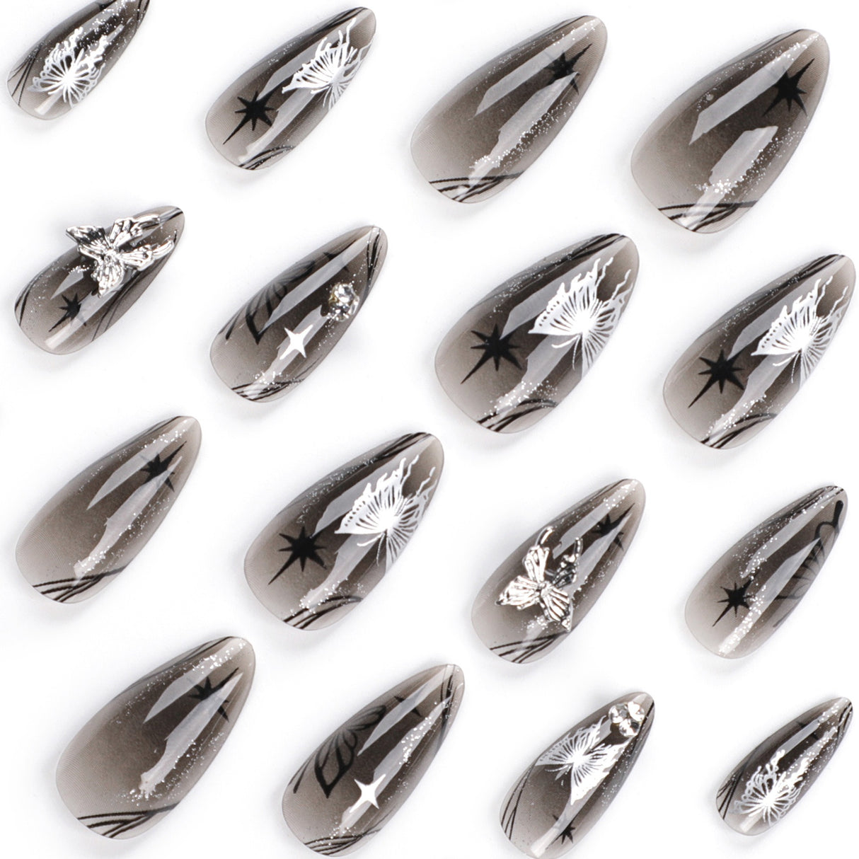Bow wear manicure long almond nails fake nails - V.I.P Digital Presence