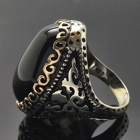 925 Thai Silver Black Zircon Plated Ring with Goose Egg Color Separation - V.I.P Digital Presence