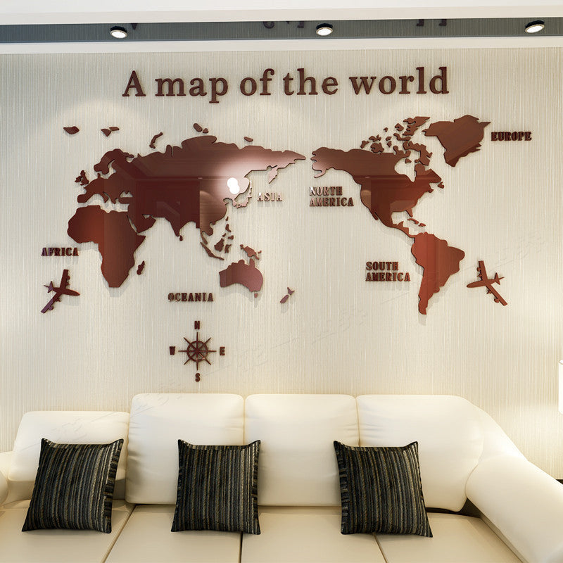 Creative Home Background Wall Stickers Acrylic 3D Wall Stickers Living Room TV Background M70- Map - V.I.P Digital Presence