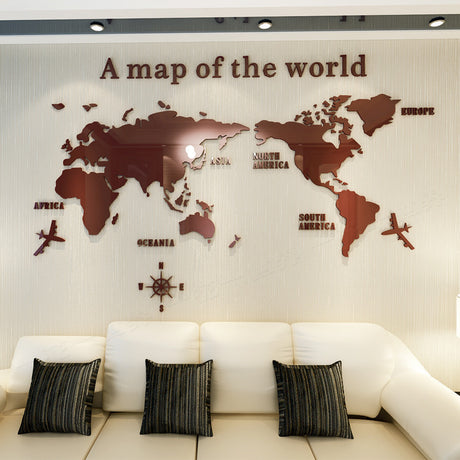 Creative Home Background Wall Stickers Acrylic 3D Wall Stickers Living Room TV Background M70- Map - V.I.P Digital Presence