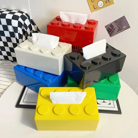 ABS Building Block Shaped Tissue Box Wall-mounted Creative Face Towel Box Organizer Perforation-free Removable - V.I.P Digital Presence