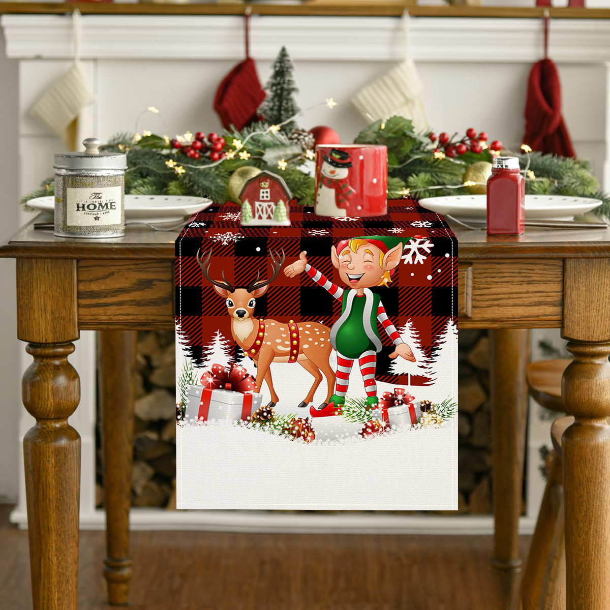 Christmas table flag holiday party restaurant decoration tablecloth linen checkered printed dining table tablecloth mat - V.I.P Digital Presence