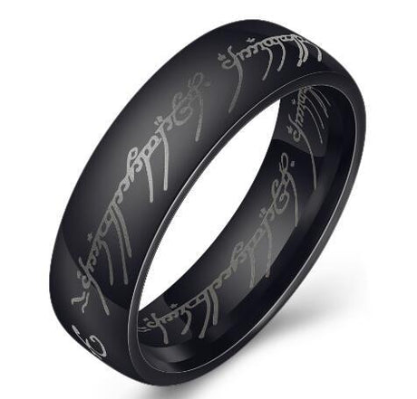 European and American movie peripheral laser Arabic font ring The Lord of the Rings stainless steel 6MM ring personality - V.I.P Digital Presence