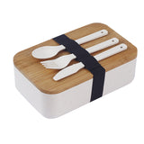 Japanese style simple bamboo lid double-layer sealed portable lunch box bento box with tableware - V.I.P Digital Presence