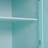Kitchen Island Cart with 4 Door Cabinet and Two Drawers and 2 Locking Wheels - Solid Wood Top (Mint Green)