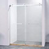 56-60 "wide x 75" high frameless double sliding shower door, 304 stainless steel chrome plated, 8mm thick SGCC tempered transpar - V.I.P Digital Presence
