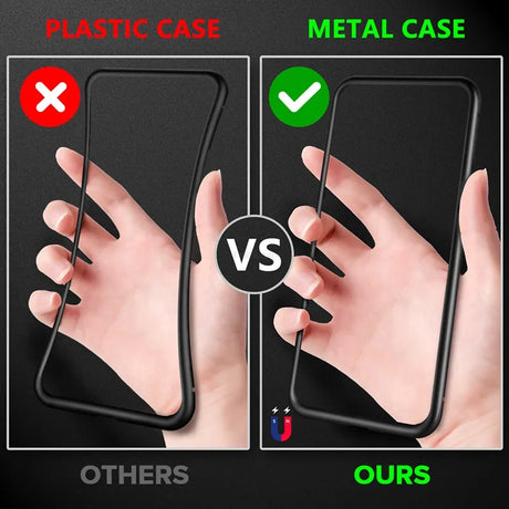 Magnetic Tempered Glass Privacy Metal Case For iphone 15 14 13 12 XR 11 Pro MAX X 7 8 6 Plus 360 Magnet Antispy Protective Cover - V.I.P Digital Presence