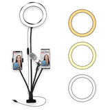 Kit de anillo de luz LED de 8 pulgadas para tutoriales de maquillaje, videos de YouTube, transmisión en vivo para iPad, micrófono, soporte para teléfono, anillo de luz de belleza para selfies.
