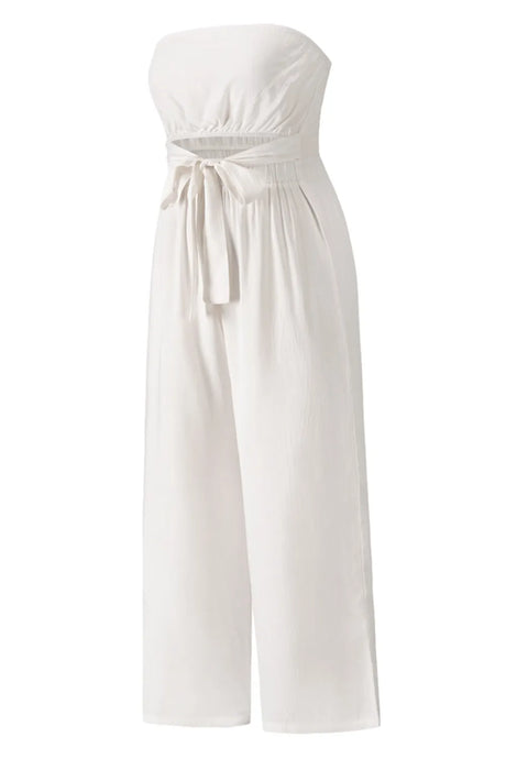 Tied Cutout Tube Wide Leg Jumpsuit - V.I.P Digital Presence