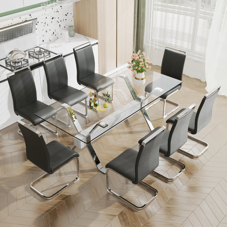 Dining table Modern tempered glass dining table 79 ''x39''x30 '' 1105 - V.I.P Digital Presence