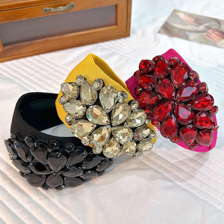 Solid color diamond inlaid wide edge with teeth anti slip face wash headband - V.I.P Digital Presence