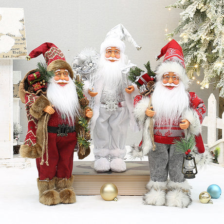 Christmas crafts 18 inch, wearing snow boots, backpack, standing, Santa Claus, dwarf - V.I.P Digital Presence
