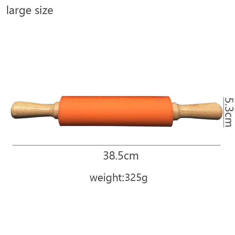 Wooden Handle Silicone Rolling Pin Rolling Pin Roller Flour Pin Small Medium And Large Household Baking Tools And Kitchenware - V.I.P Digital Presence