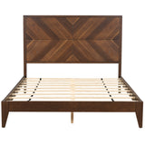 Mid-Century Modern Platform Bed Wood Slat Support with No Box Spring Needed,Queen, Walnut - V.I.P Digital Presence
