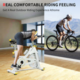Indoor Exercise Bike Cycling Bike with Comfortable Seat Cushion Yellow+White - V.I.P Digital Presence