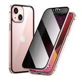 Magnetic Tempered Glass Privacy Metal Case For iphone 15 14 13 12 XR 11 Pro MAX X 7 8 6 Plus 360 Magnet Antispy Protective Cover - V.I.P Digital Presence