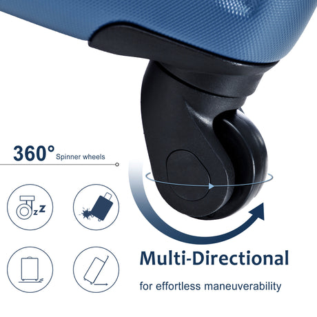 Hardshell Luggage Sets 3 Piece Carry-on Suitcases with Wheels, TSA Lock for Men Women, Blue (20in) - V.I.P Digital Presence