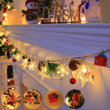 Snowflake Pinecone Christmas Wreath Light String Bell Pine Needle Red Berry Doll Staircase Decorative Light - V.I.P Digital Presence
