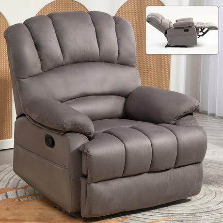 Large Manual Recliner Chair in Fabric for Living Room, Grey - V.I.P Digital Presence
