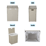 Laundry Hamper With Lid PE Rattan Powder Coating Frame Clothes Hampers with 02 Removable Bags, 100L, Grey Color - V.I.P Digital Presence