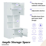 Bathroom storage cabinet, 4-door independent cabinet, adjustable shelf, open multi-layer shelf, white - V.I.P Digital Presence
