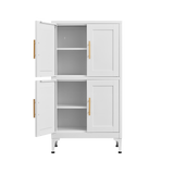 White metal kitchen storage cabinet, kitchen pantry storage cabinet with door and shelf, adjustable leveling feet - V.I.P Digital Presence