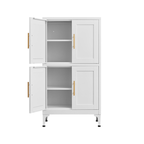 White metal kitchen storage cabinet, kitchen pantry storage cabinet with door and shelf, adjustable leveling feet - V.I.P Digital Presence