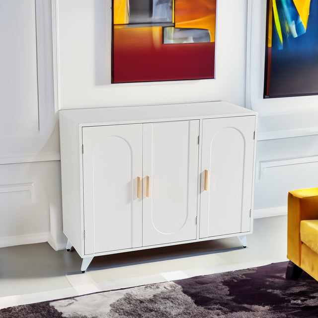 Sideboard Buffet cabinet with 3 doors and removable shelves, for living room, dining room, ivory white - V.I.P Digital Presence