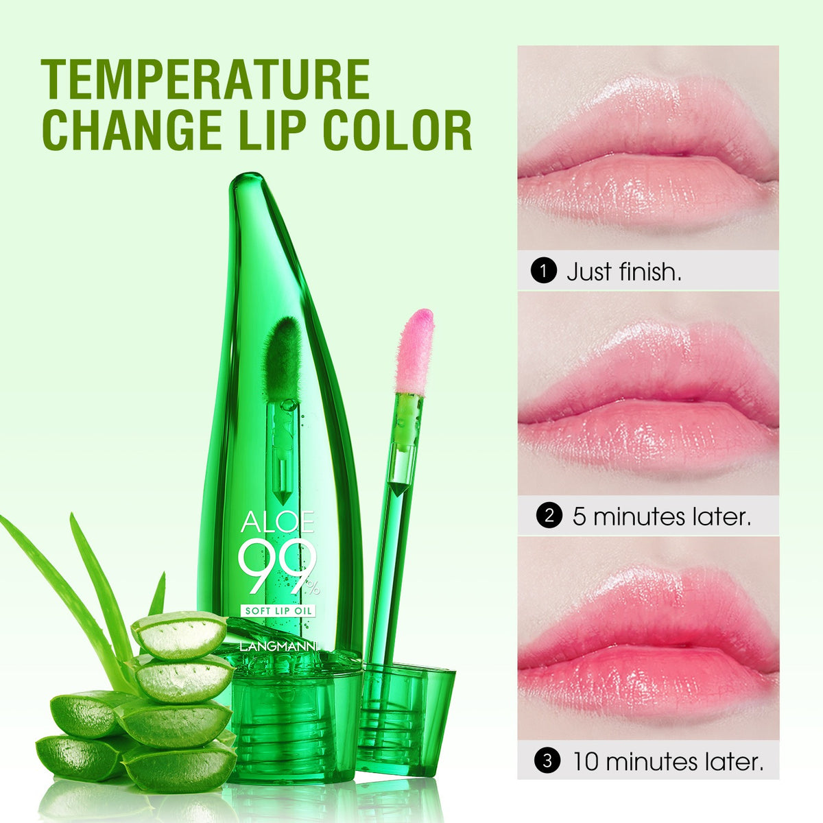 langmannni  Aloe vera lip gloss, temperature-sensitive color-changing lip glaze, moisturizing and protective lipstick, lip oil - V.I.P Digital Presence